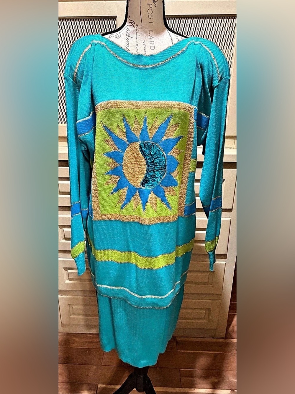 VTG 80s Chelsea Collection 3Pc Blazer Knit Sweater & Skirt Set